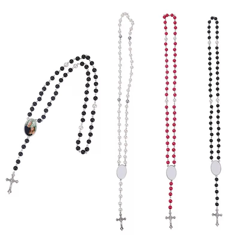 Sublimation Blank Rosary Prayer Beads Heat Transfer Rosary Necklace
