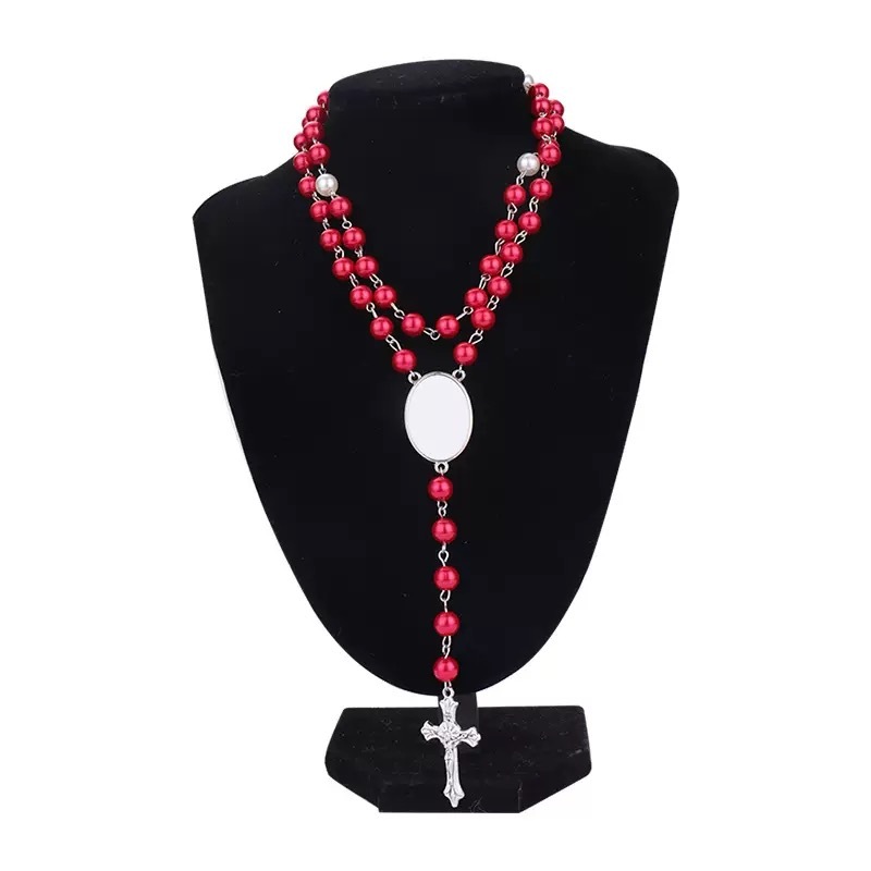 Sublimation Blank Rosary Prayer Beads Heat Transfer Rosary Necklace