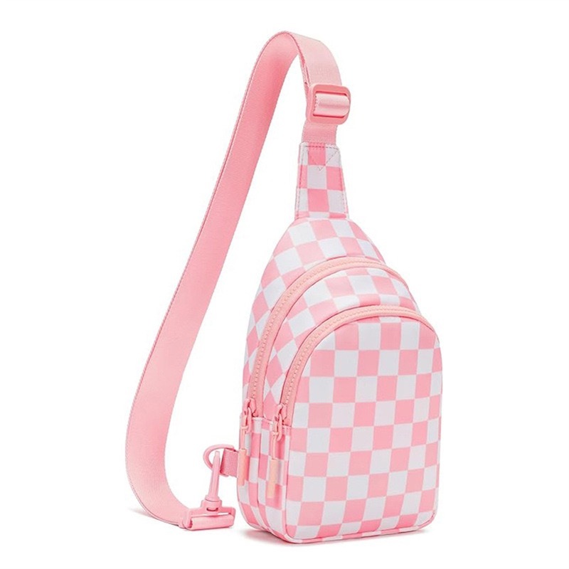 Checkered Sling Bag for Women Small Backpack Crossbody Chest Purse