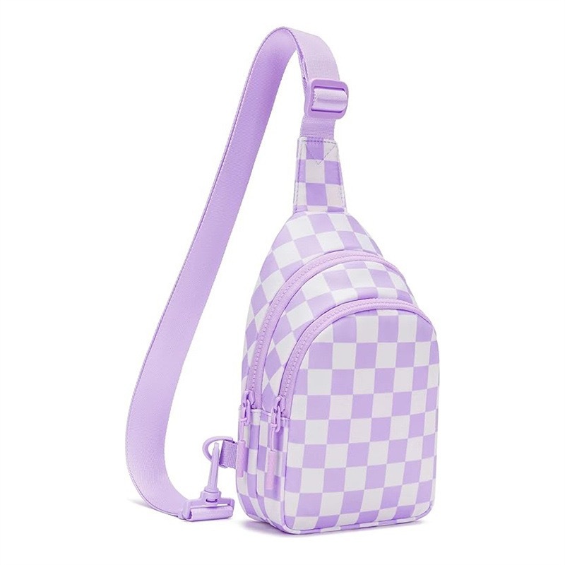Checkered Sling Bag for Women Small Backpack Crossbody Chest Purse