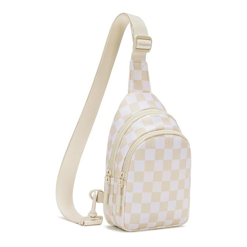 Checkered Sling Bag for Women Small Backpack Crossbody Chest Purse