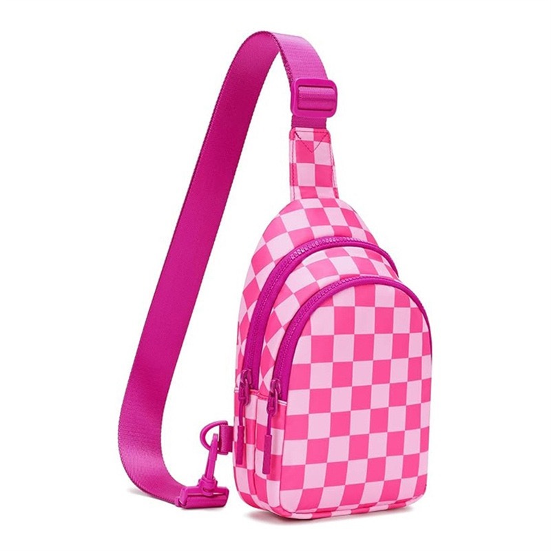 Checkered Sling Bag for Women Small Backpack Crossbody Chest Purse