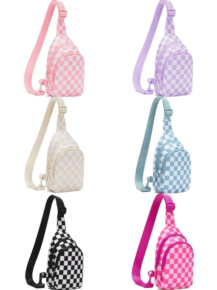 Checkered Sling Bag for Women Small Backpack Crossbody Chest Purse