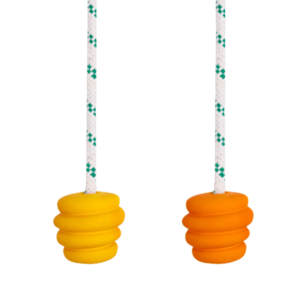 Natural Rubber Ball Rope Toy - Orange - S