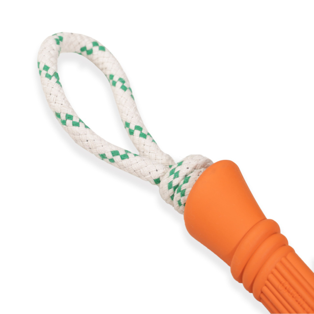 Natural Rubber Bone Rope Toy - Orange - S