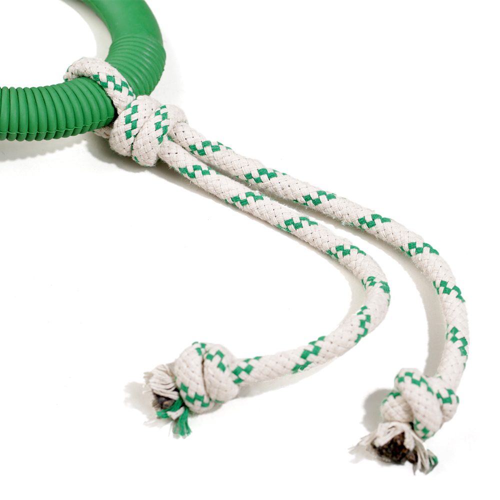 Natural Rubber Hoop Rope Toy - Green - S