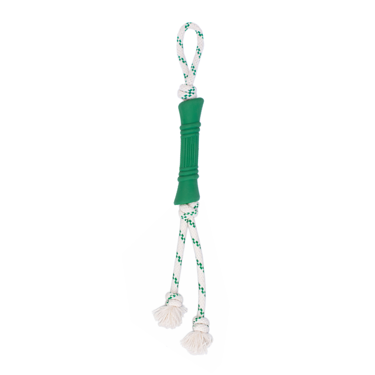 Natural Rubber Bone Rope Toy - Green - S