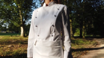 Woman Double-breasted Buttons 1- Pocket Long Sleeves 100% Cotton # 29159W