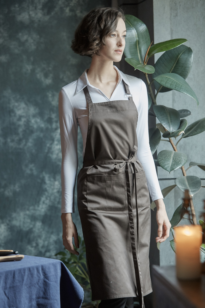 Halter Apron Skirt with Slit Hem - Black - Unisex #443-1