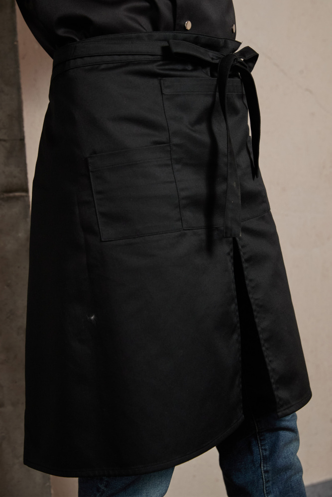 Man Front Slit Waist Apron-Black #4235