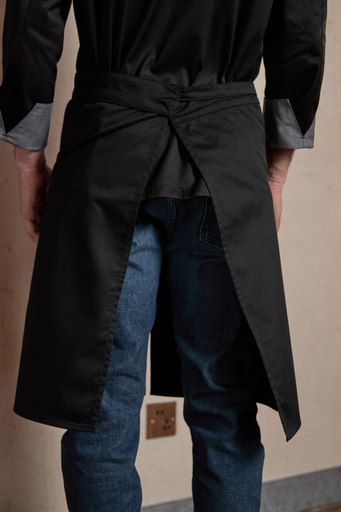 Man Front Slit Waist Apron-Black #4235