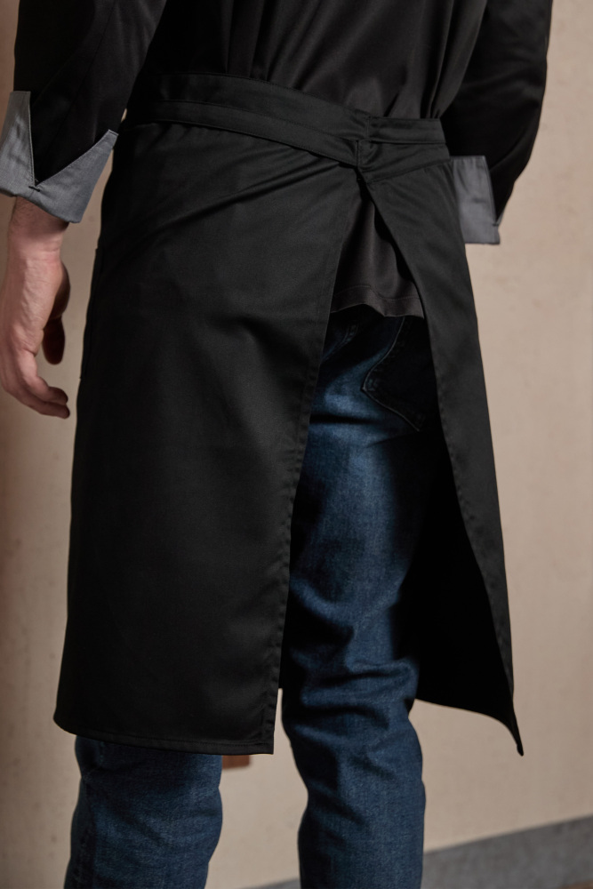 Man Front Slit Waist Apron-Black #4235