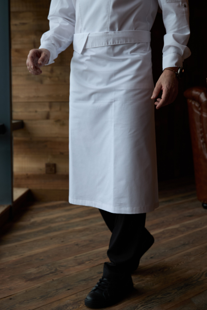 Man No Front Slit Waist Apron-Black #4235