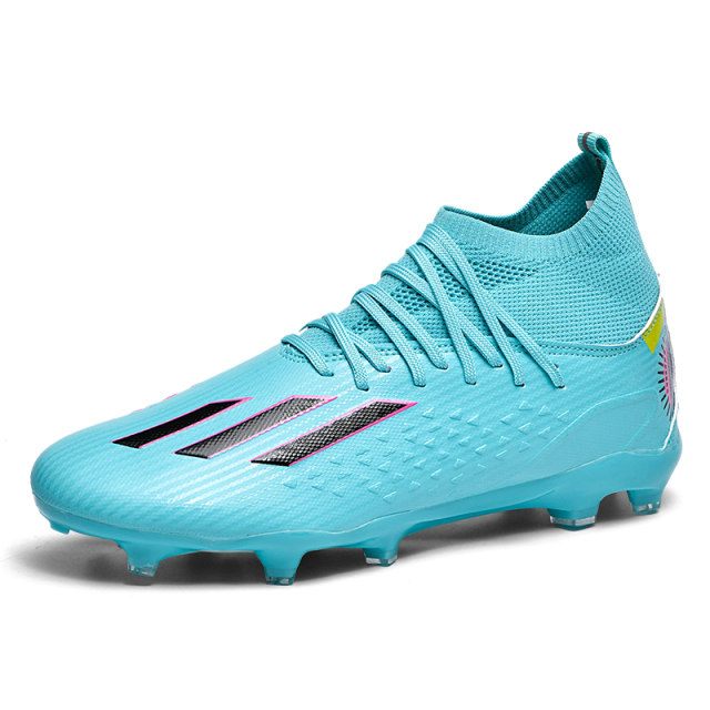 Factory New 2024 FG Soccer Shoes for Men High Quality Football Cleats for Football and Futsal with Rubber and PU Insole,Blue Arc Sports