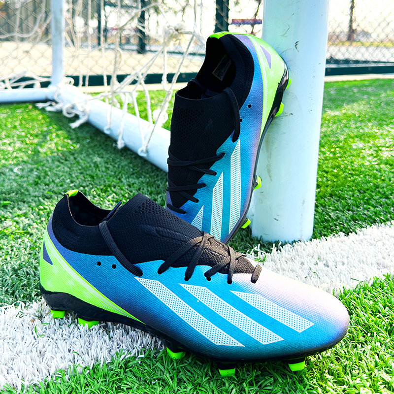 Factory New 2024 FG Soccer Shoes for Men High Quality Football Cleats for Football and Futsal with Rubber and PU Insole,Blue Arc Sports