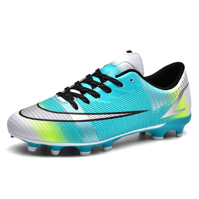 2024 Custom Sports Kids Football Boots Soccer Black White Orange Men Boys Fashionable Indoor Turf Spring US White Cotton Box,Blue Arc Sports