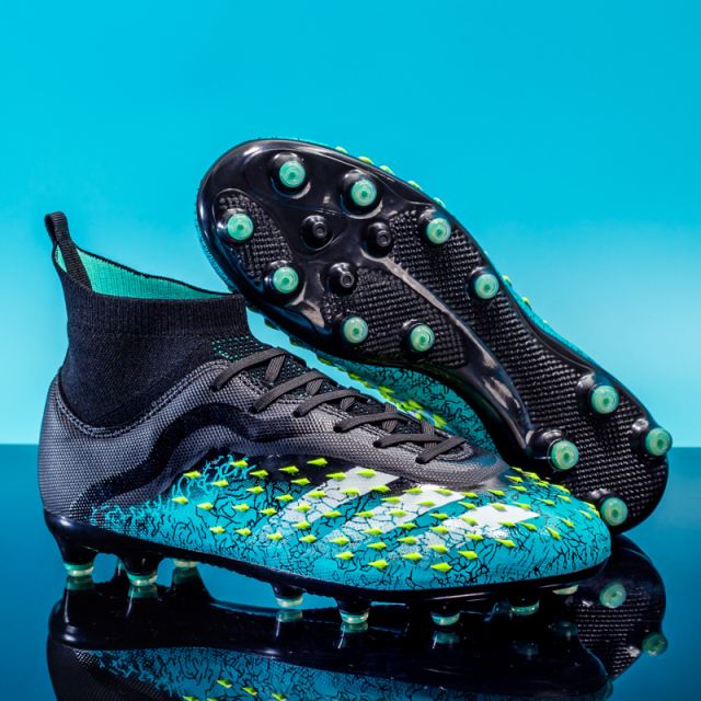 Factory New 2024 FG Soccer Shoes for Men High Quality Football Cleats for Football and Futsal with Rubber and PU Insole,Blue Arc Sports