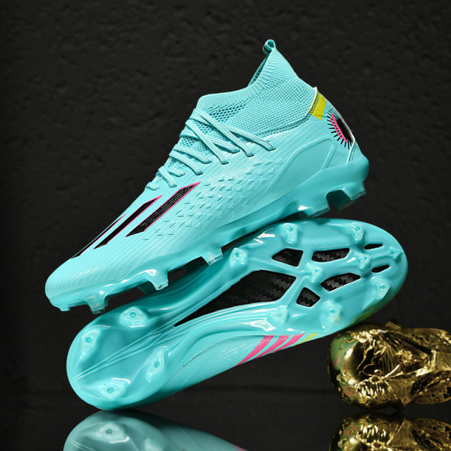 Factory New 2024 FG Soccer Shoes for Men High Quality Football Cleats for Football and Futsal with Rubber and PU Insole,Blue Arc Sports