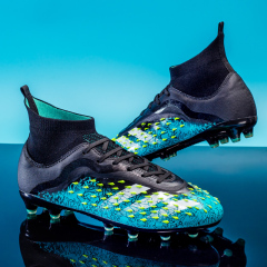 Factory New 2024 FG Soccer Shoes for Men High Quality Football Cleats for Football and Futsal with Rubber and PU Insole,Blue Arc Sports