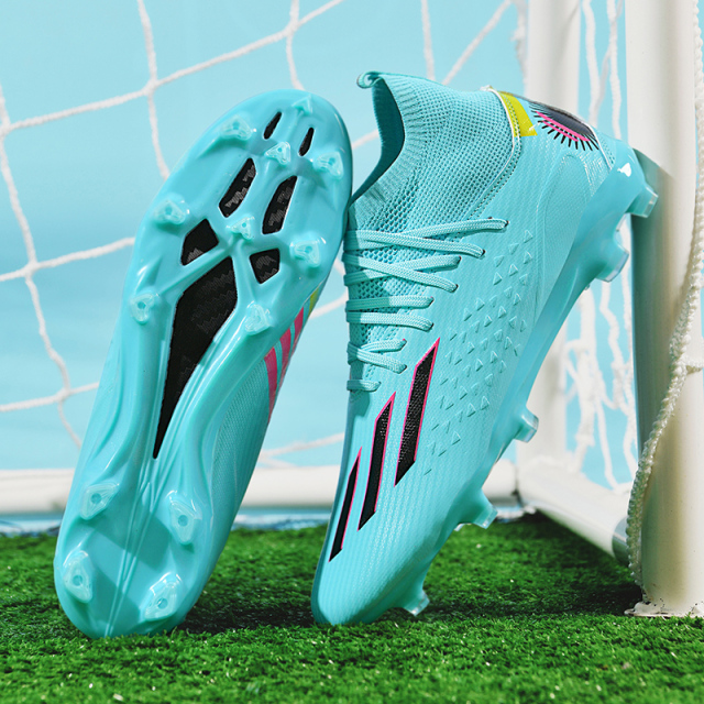 Factory New 2024 FG Soccer Shoes for Men High Quality Football Cleats for Football and Futsal with Rubber and PU Insole,Blue Arc Sports