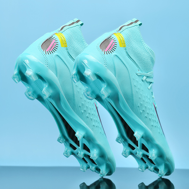 Factory New 2024 FG Soccer Shoes for Men High Quality Football Cleats for Football and Futsal with Rubber and PU Insole,Blue Arc Sports