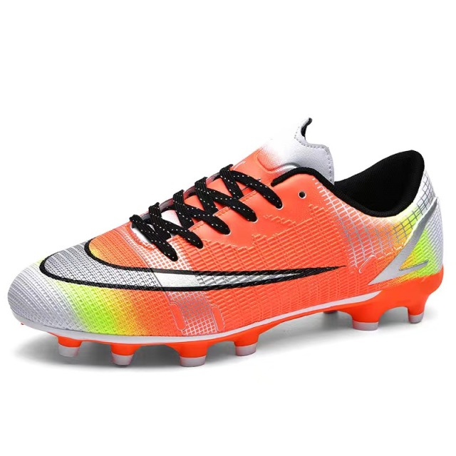 2024 Custom Sports Kids Football Boots Soccer Black White Orange Men Boys Fashionable Indoor Turf Spring US White Cotton Box,Blue Arc Sports