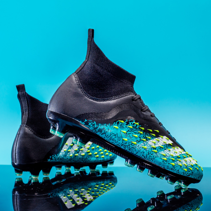 Factory New 2024 FG Soccer Shoes for Men High Quality Football Cleats for Football and Futsal with Rubber and PU Insole,Blue Arc Sports