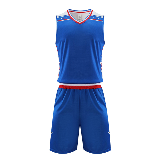 2024 Wholesale High Quality American Basketball Jersey Team Uniform with Hot-Pressed Logo Short Sets for Adults,Blue Arc Sports