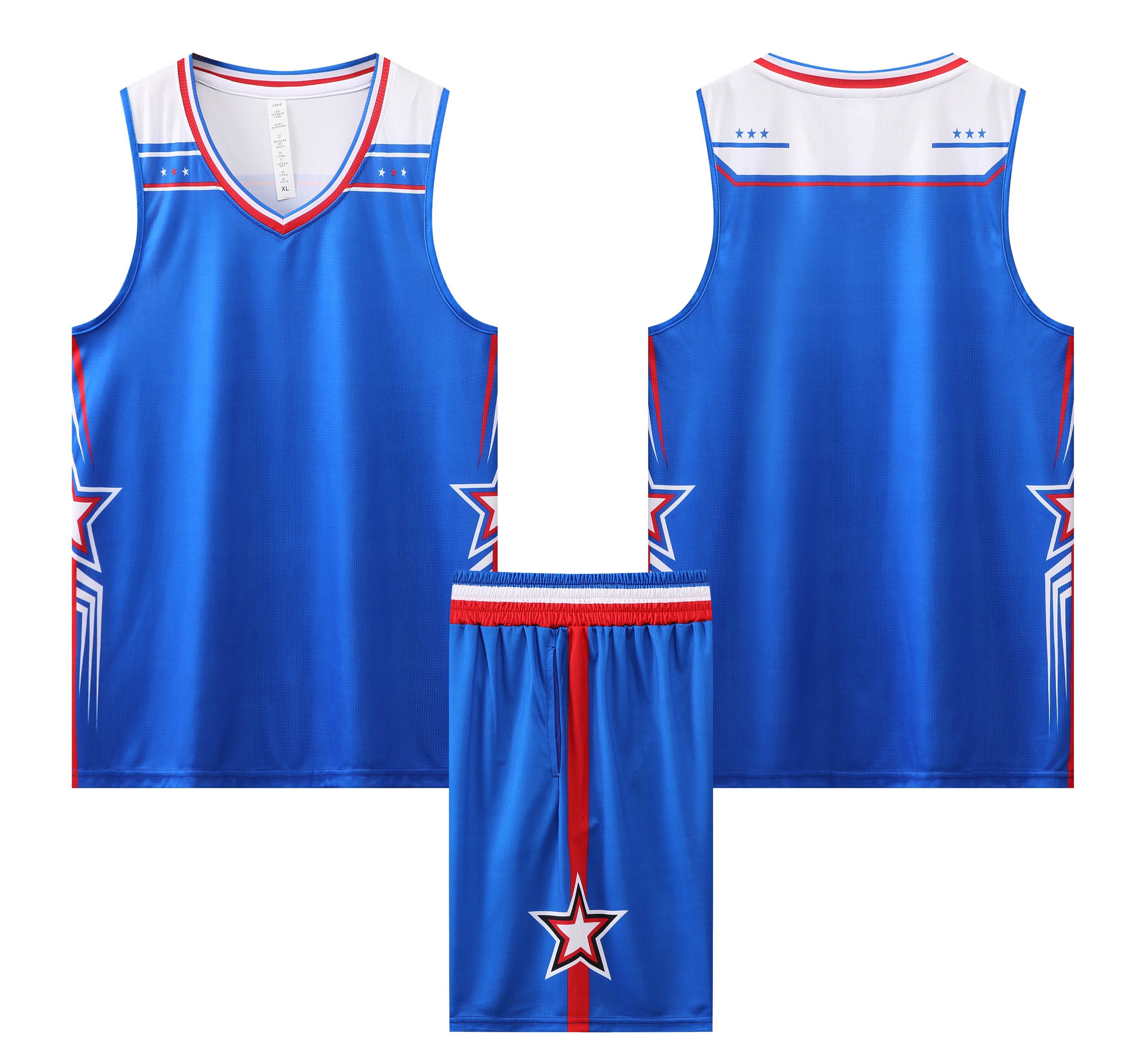 2024 Wholesale High Quality American Basketball Jersey Team Uniform with Hot-Pressed Logo Short Sets for Adults,Blue Arc Sports
