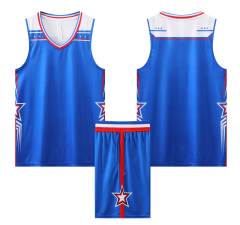 2024 Wholesale High Quality American Basketball Jersey Team Uniform with Hot-Pressed Logo Short Sets for Adults,Blue Arc Sports