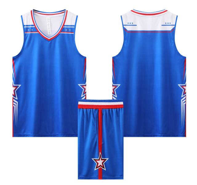 2024 Wholesale High Quality American Basketball Jersey Team Uniform with Hot-Pressed Logo Short Sets for Adults,Blue Arc Sports
