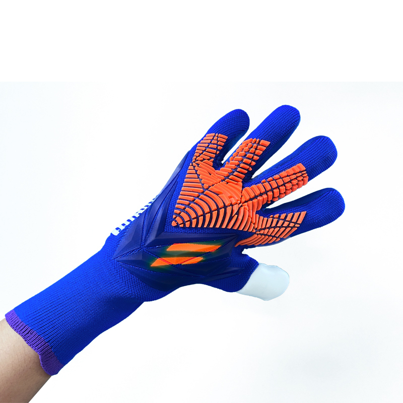 Best-Goalkeeper Professional Latex Football Gloves Breathable Nylon Buckle Anti-Slip Anti-Fall Negative Cut Sports Protection,Blue Arc Sport
