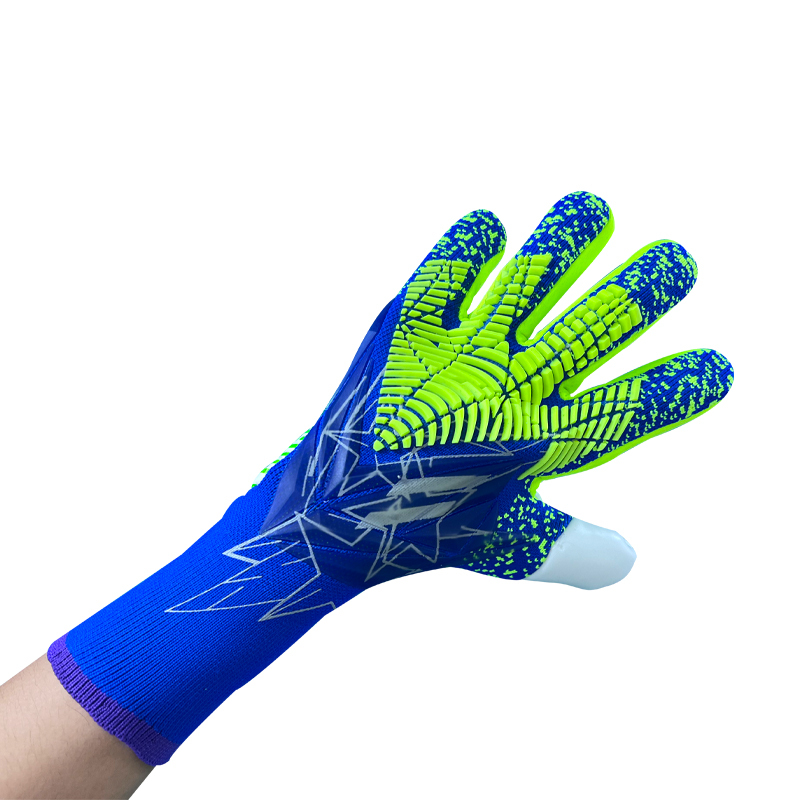 Best-Goalkeeper Professional Latex Football Gloves Breathable Nylon Buckle Anti-Slip Anti-Fall Negative Cut Sports Protection,Blue Arc Sport