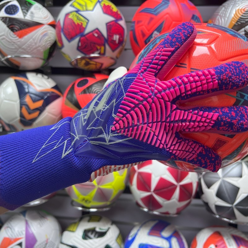 Best-Goalkeeper Professional Latex Football Gloves Breathable Nylon Buckle Anti-Slip Anti-Fall Negative Cut Sports Protection,Blue Arc Sport