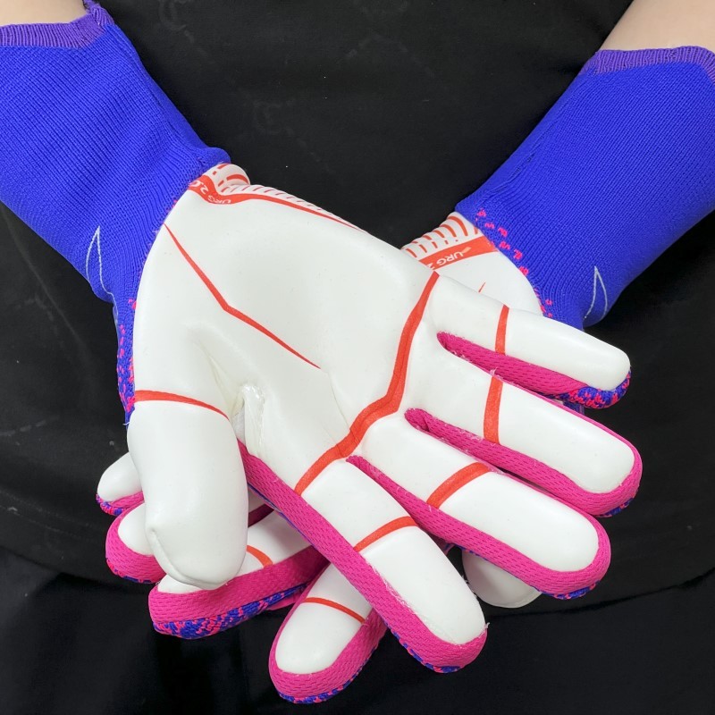 Best-Goalkeeper Professional Latex Football Gloves Breathable Nylon Buckle Anti-Slip Anti-Fall Negative Cut Sports Protection,Blue Arc Sport