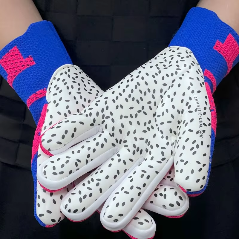 Best-Goalkeeper Professional Latex Football Gloves Breathable Nylon Buckle Anti-Slip Anti-Fall Negative Cut Training Outdoor,Blue Arc Sport