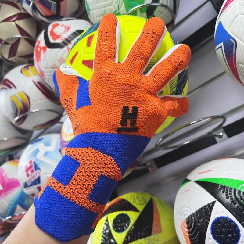 Best-Goalkeeper Professional Latex Sports Football Gloves Breathable Buckle Anti-Slip Anti-Fall Outdoor Use Made Leather Rubber,Blue Arc Sports