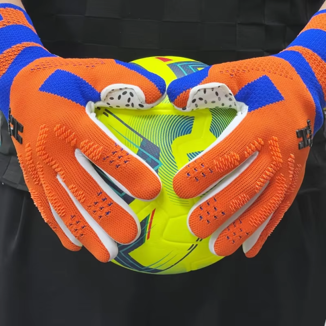 Best-Goalkeeper Professional Latex Sports Football Gloves Breathable Buckle Anti-Slip Anti-Fall Outdoor Use Made Leather Rubber,Blue Arc Sports
