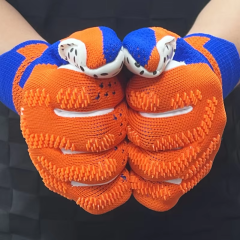 Best-Goalkeeper Professional Latex Sports Football Gloves Breathable Buckle Anti-Slip Anti-Fall Outdoor Use Made Leather Rubber,Blue Arc Sports