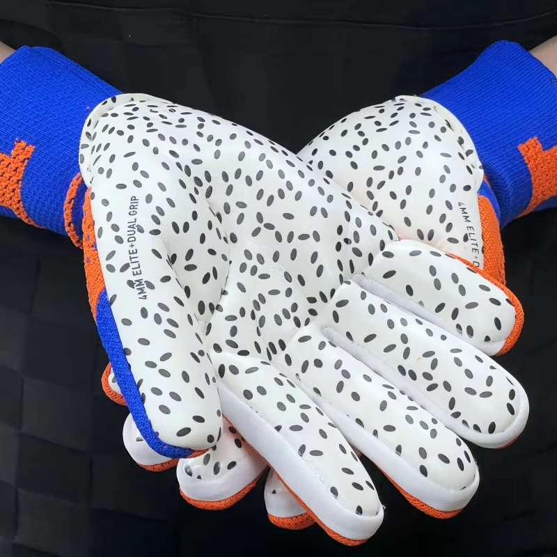 Best-Goalkeeper Professional Latex Sports Football Gloves Breathable Buckle Anti-Slip Anti-Fall Outdoor Use Made Leather Rubber,Blue Arc Sports
