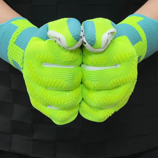 Best-Goalkeeper Professional Latex Football Gloves Breathable Nylon Buckle Anti-Slip Anti-Fall Negative Cut Training Protection,Blue Arc Sport