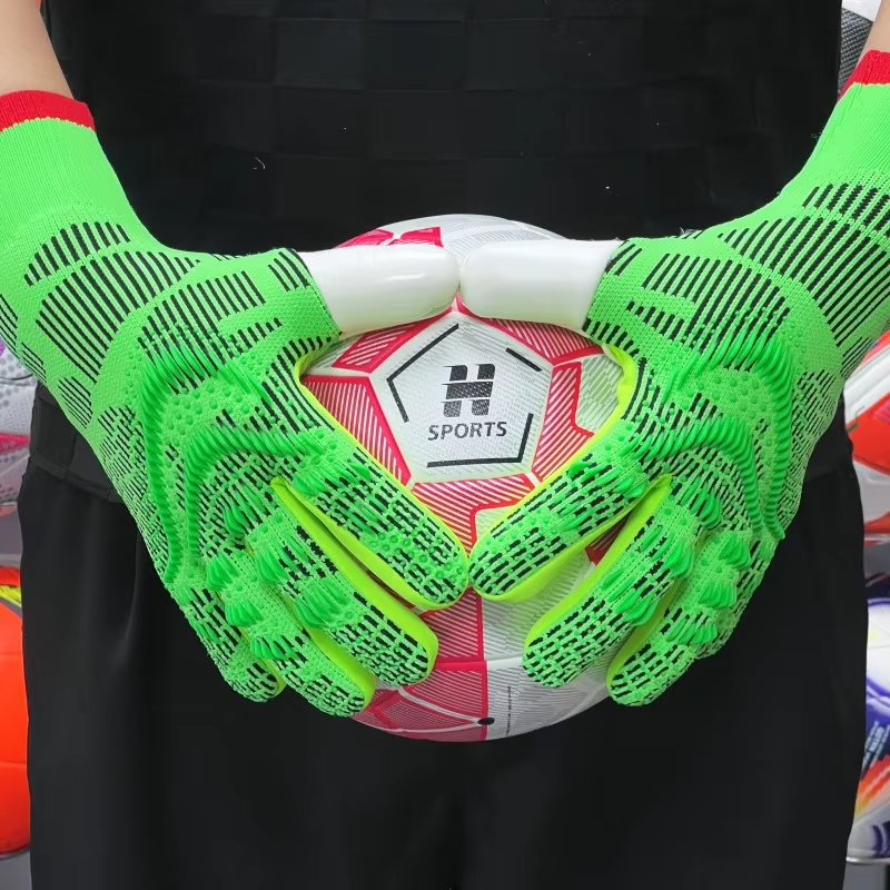 Best-Goalkeeper Professional Football Gloves PU Leather Rubber Latex Breathable Buckle Anti-Slip Anti-Fall Training Outdoor Use,Blue Arc Sports