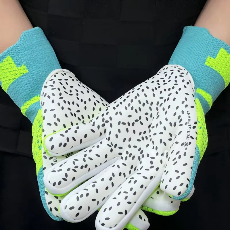 Best-Goalkeeper Professional Latex Football Gloves Breathable Nylon Buckle Anti-Slip Anti-Fall Negative Cut Training Protection,Blue Arc Sport