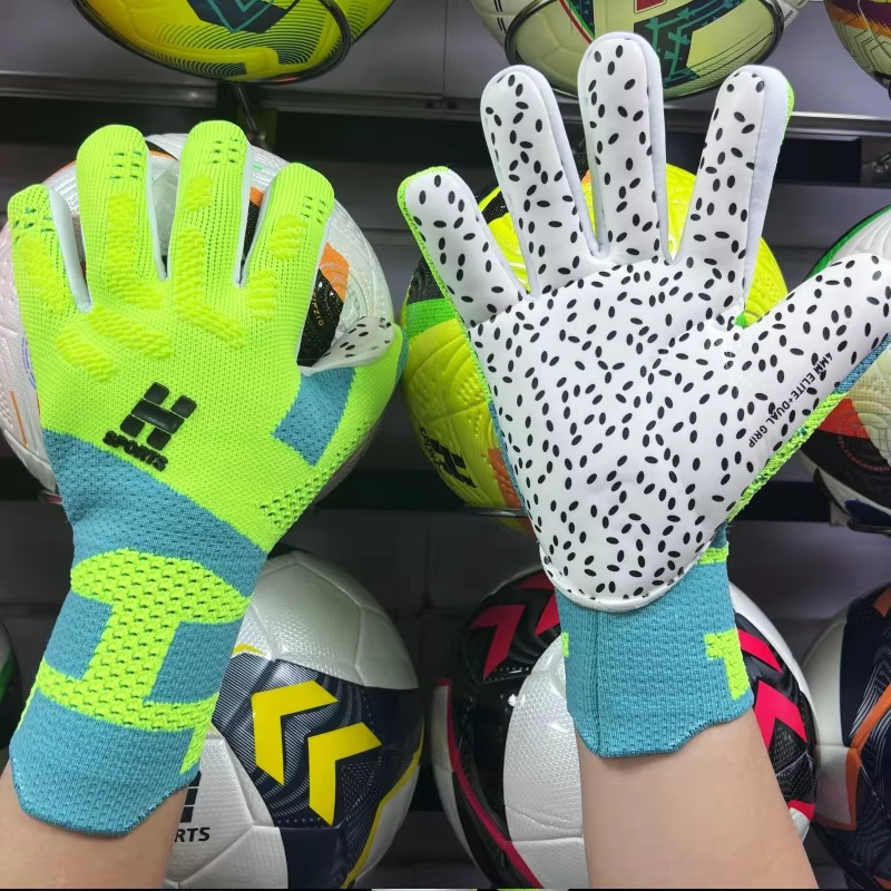 Best-Goalkeeper Professional Latex Football Gloves Breathable Nylon Buckle Anti-Slip Anti-Fall Negative Cut Training Protection,Blue Arc Sport