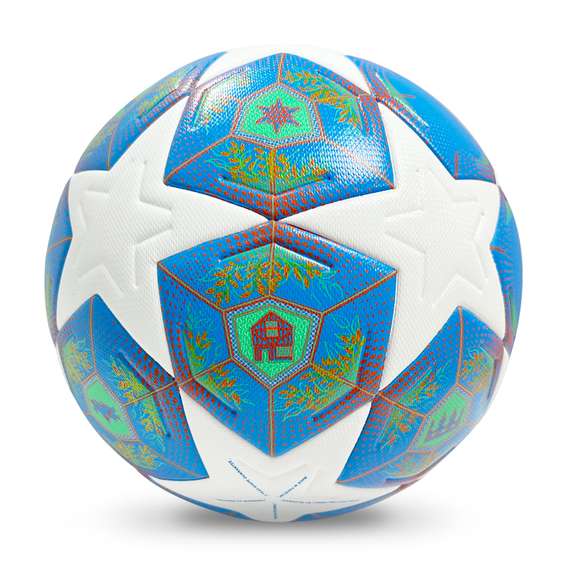 2025 High Quality Custom Logo Soccer Ball New Fashion Size 5 Football for Game Made From PU Material,Blue Arc Sports