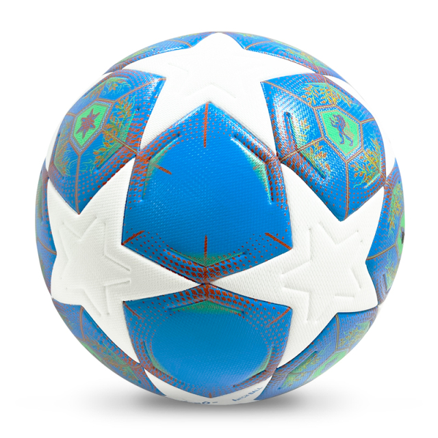 2025 High Quality Custom Logo Soccer Ball New Fashion Size 5 Football for Game Made From PU Material,Blue Arc Sports