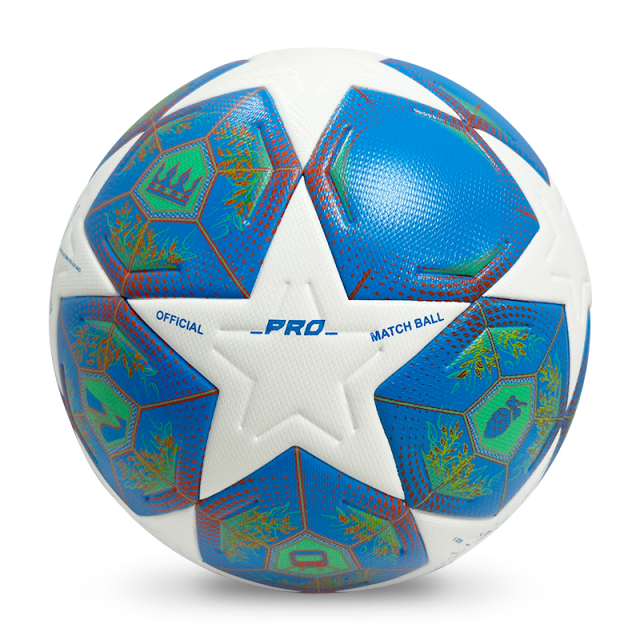 2025 High Quality Custom Logo Soccer Ball New Fashion Size 5 Football for Game Made From PU Material,Blue Arc Sports