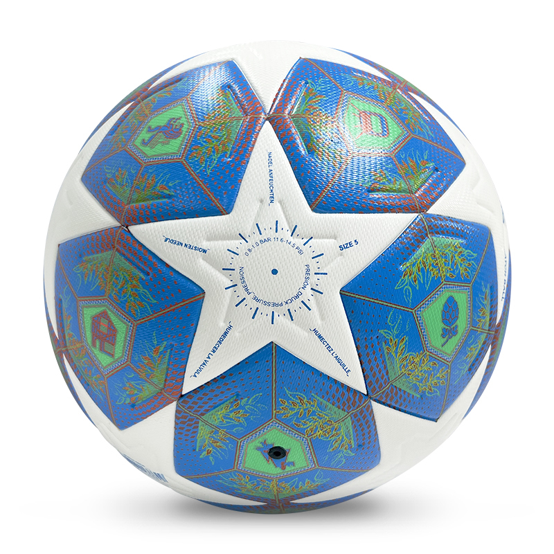 2025 High Quality Custom Logo Soccer Ball New Fashion Size 5 Football for Game Made From PU Material,Blue Arc Sports