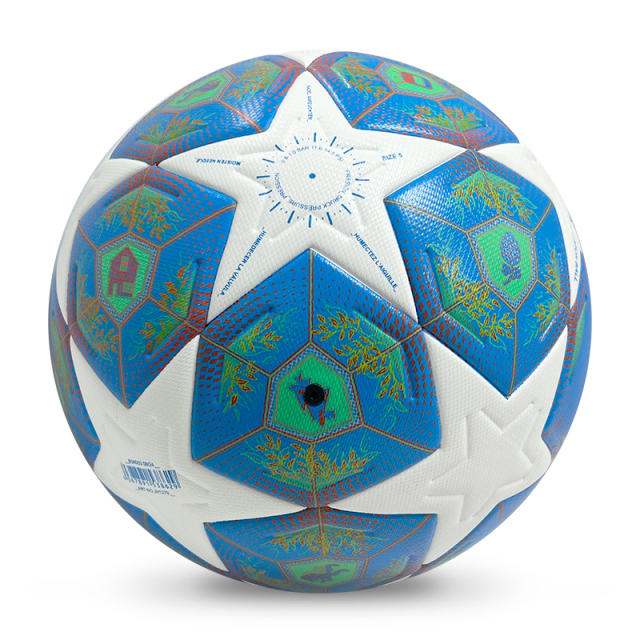 2025 High Quality Custom Logo Soccer Ball New Fashion Size 5 Football for Game Made From PU Material,Blue Arc Sports