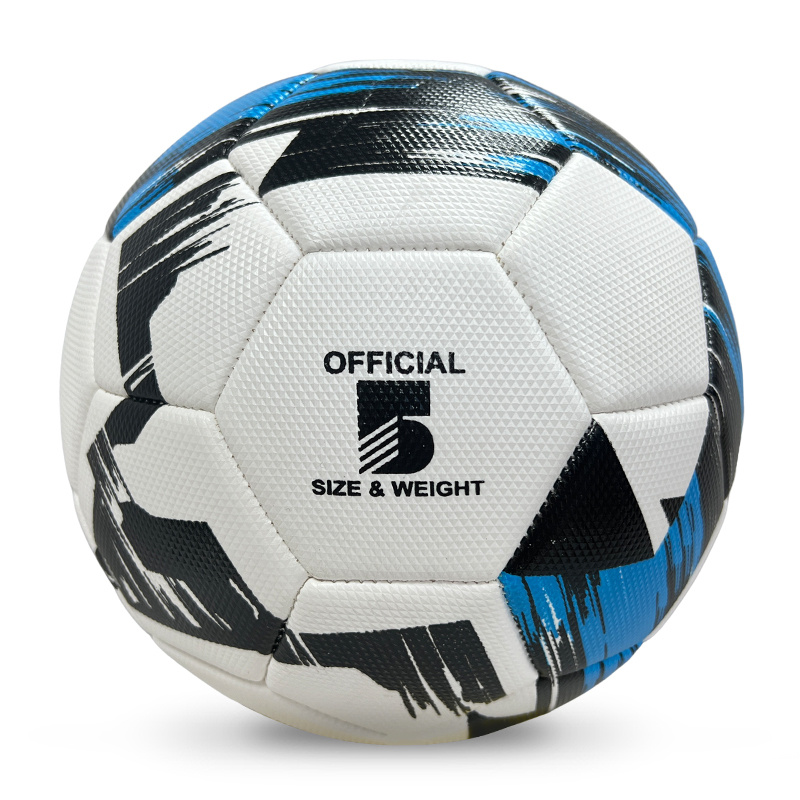 High Quality Size 5 Soccer Ball Machine-Sewn PVC with Print Logo for Sports Training Leisure Competitive Matches,Blue Arc Sports